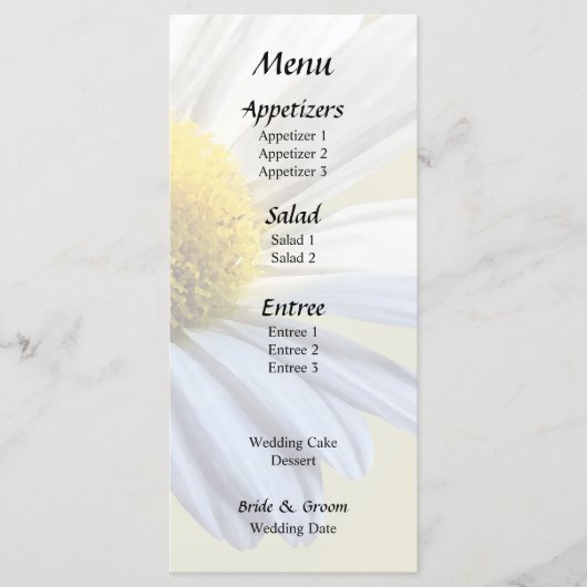 Madelief Schaduw en Licht Menu (Voorkant)