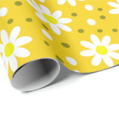 madelief stippen geel cadeaupapier (Rol Hoek)