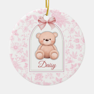 madeliefje Aangepaste Roze Teddybeer Nursery Des Keramisch Ornament