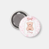 madeliefje | Aangepaste Roze Teddybeer Nursery Des Magneet (Voorkant / Achterkant)