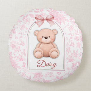 madeliefje Aangepaste Roze Teddybeer Nursery Des Rond Kussen