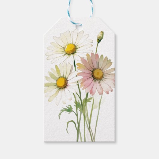 Madeliefje Aquarel Bloem Modern Professioneel Cadeaulabel (Voorkant)