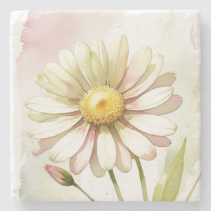 Madeliefje Aquarel Bloem Modern Professioneel Stenen Onderzetter