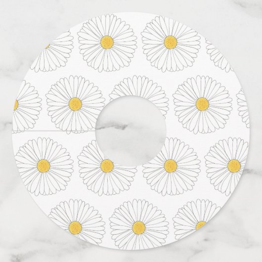 Madeliefje Bloem Daisies Tuinfeest Bloemstuk Wijnglaslabel (Achterkant)