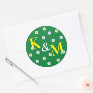 Madeliefje Bloem Eenvoudig Groen Wit Geel Ronde Sticker