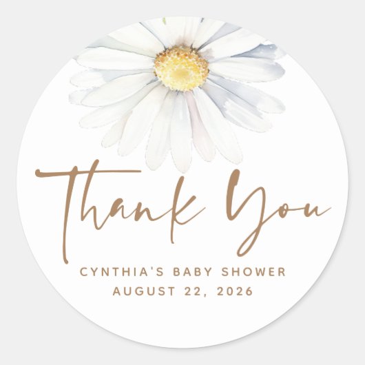 Madeliefje Bloem Elegant Schattig Wit Boho Ronde Sticker (Voorkant)