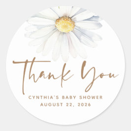 Madeliefje Bloem Elegant Schattig Wit Boho Ronde Sticker