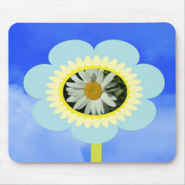 madeliefje, bloem en blauwe lucht muismat