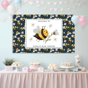 Madeliefje Bloem Hommeltje Bij Baby Shower Spandoek