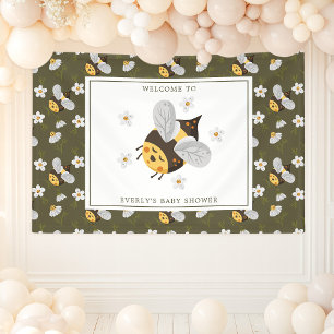 Madeliefje Bloem Hommeltje Bij Groen Baby Shower Spandoek