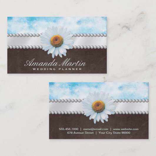 Madeliefje Bloem | Lint en Parels Visitekaartje (Voorkant / Achterkant)