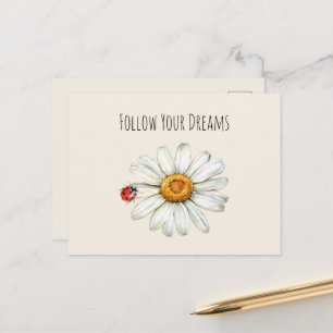 Madeliefje Bloem Rood Zwarte Lieveheersbeestje Briefkaart