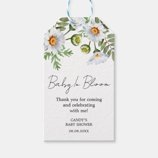 Madeliefje Dank je baby shower cadeau labels Cadeaulabel (Voorkant)