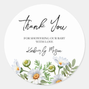 Madeliefje Dank Je Baby Shower Ronde Sticker