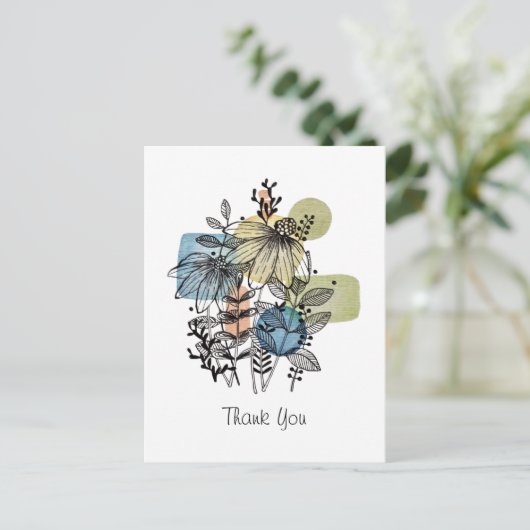 Madeliefje Doodle In Inkt En Waterverf Ansichtkaar Briefkaart (Staand voorkant)