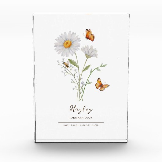 Madeliefje Geboortemaand Bloem Fotoblokken (Voorkant)