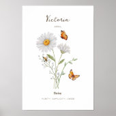 Madeliefje Geboortemaand Bloem Poster (Voorkant)