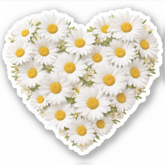 Madeliefje Hart April Geboortebloem Sticker (Voorkant)