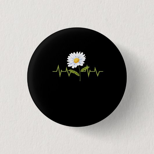 Madeliefje Hartslag Ronde Button 3,2 Cm (Voorkant)
