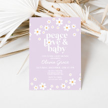 Madeliefje Lilac Vrede Liefde Baby Shower Uitnodig