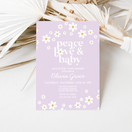Madeliefje Lilac Vrede Liefde Baby Shower Uitnodig Kaart