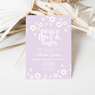 Madeliefje Lilac Vrede Liefde Baby Shower Uitnodig Kaart