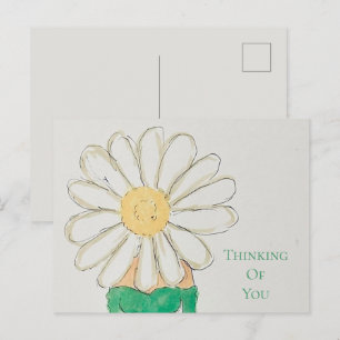Madeliefje meisje groene jurk denkend aan jou briefkaart