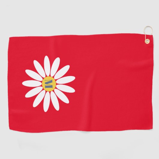 Madeliefje met initiaal golfhanddoek (Horizontaal)