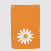 Madeliefje met initiaal Oranje Golfhanddoek (Voorkant)