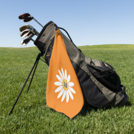 Madeliefje met initiaal Oranje Golfhanddoek