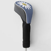 Madeliefje met monogram blauw golfheadcover (Schuin)