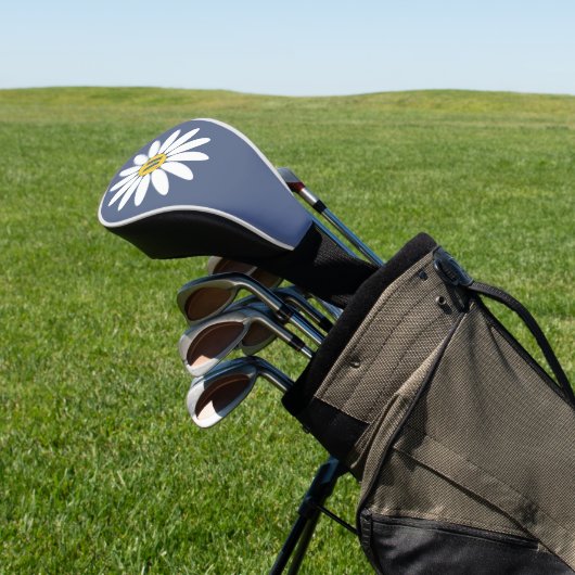 Madeliefje met monogram blauw golfheadcover (Insitu)