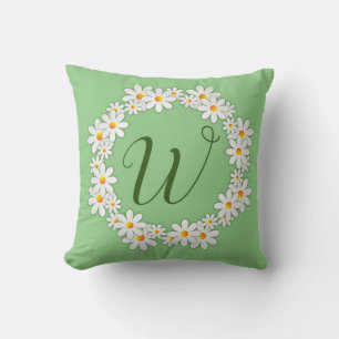Madeliefje Monogram Groen Kussen