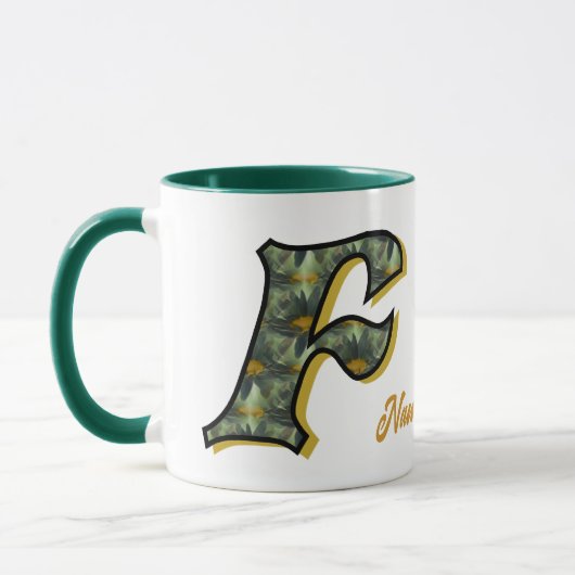 Madeliefje Monogram Initiaal F Gepersonaliseerd Mok (Links)