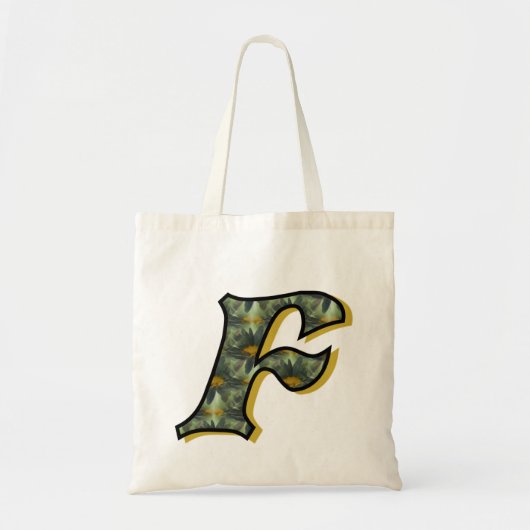 Madeliefje Monogram Initiaal F Tote Bag (Voorkant)