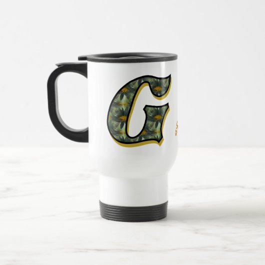 Madeliefje Monogram Initiaal G Gepersonaliseerd Reisbeker (Links)