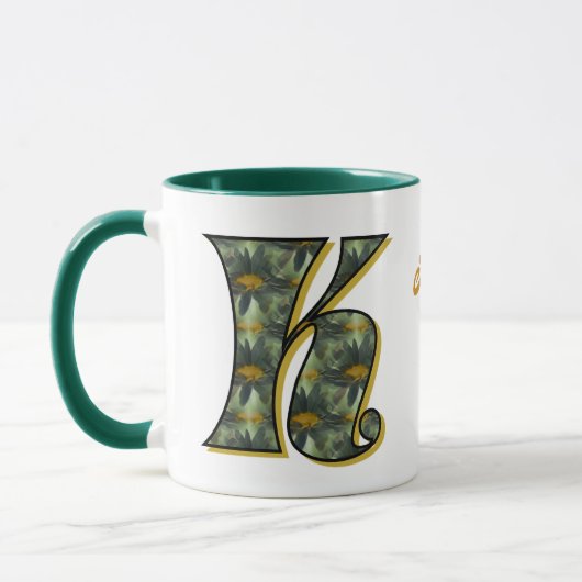 Madeliefje Monogram Initiaal K Persoonlijk Mok (Links)
