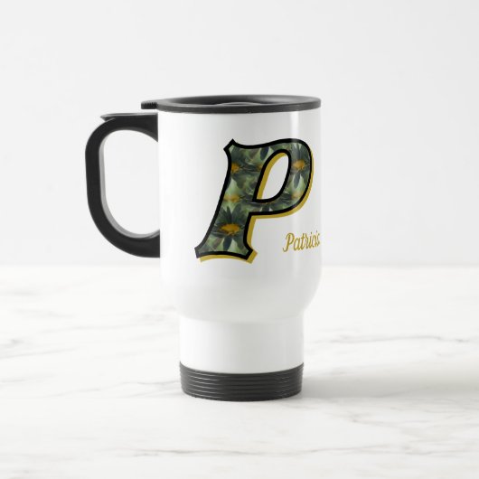 Madeliefje Monogram Initiaal P Gepersonaliseerd Reisbeker (Links)