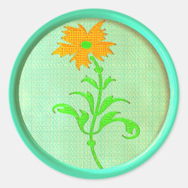 madeliefje naaiknop sinaasappel groen schattig ronde sticker