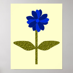 Madeliefje Oceaanblauwe Print