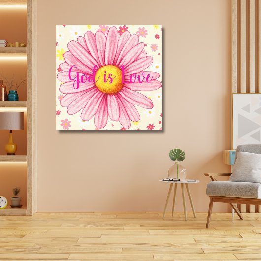 Madeliefje Roze Print Bijbelcitaat