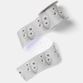 Madeliefje schets op zilver satijnen lint (Achterkant)