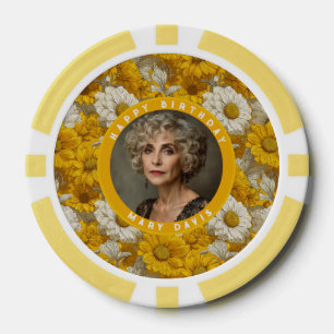 Madeliefje Tuin Veertig Verjaardagen Moeder Geel Poker Chips