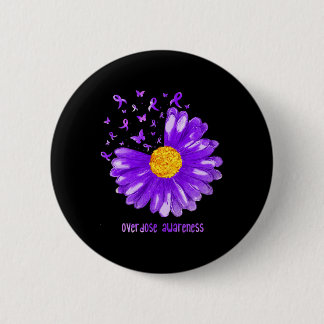 Madeliefje Vlinder Paarse Lint Overdosis Bewustzij Ronde Button 5,7 Cm
