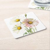 Madeliefje Waterverf Bloem Modern Professioneel Kartonnen Onderzetters (Schuin)