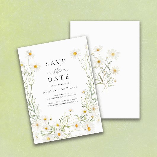 Madeliefje Wildbloem Wit Boho Minimalistisch Save The Date