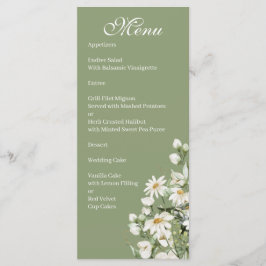 Madeliefje Wilde Bloem Boho Bruiloftsmenu Menu