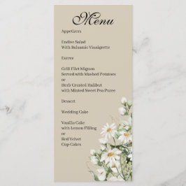 Madeliefje Wilde Bloem Boho Bruiloftsmenu Menu