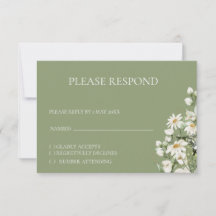 Madeliefje wilde bloem Boho RSVP kaart