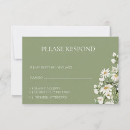 Madeliefje wilde bloem Boho RSVP kaart